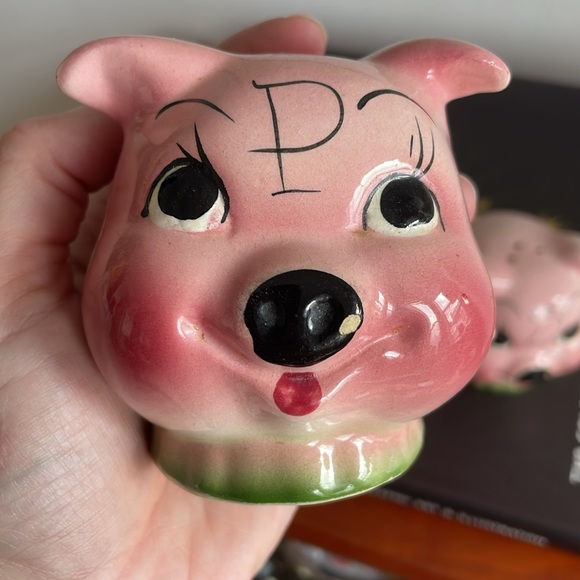 VINTAGE PINK PIG PIGGY HEADS FIGURAL S&P SHAKERS - Picture 5 of 11